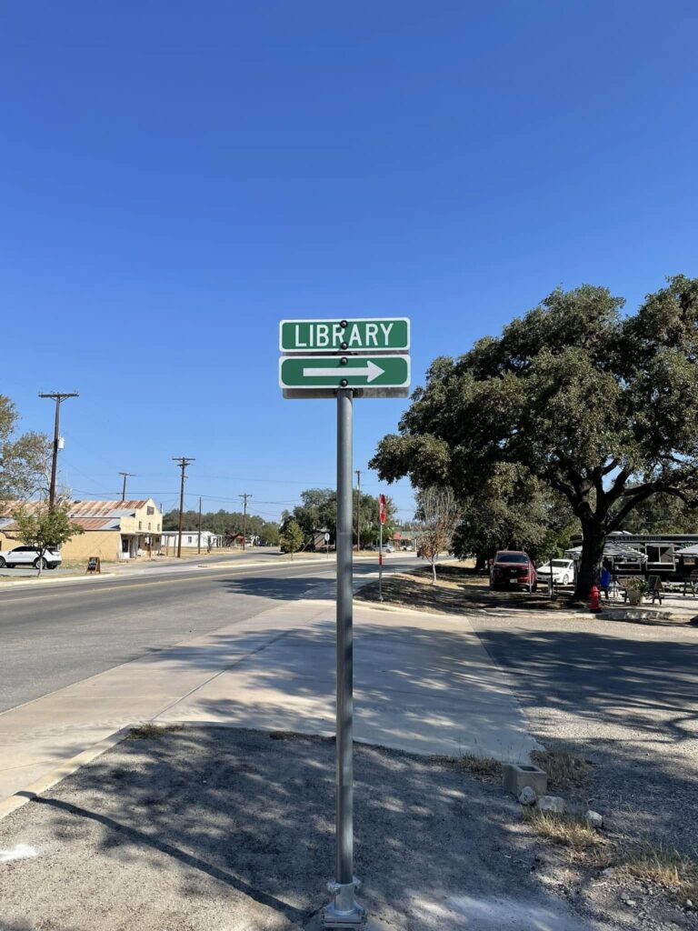 Library street sign